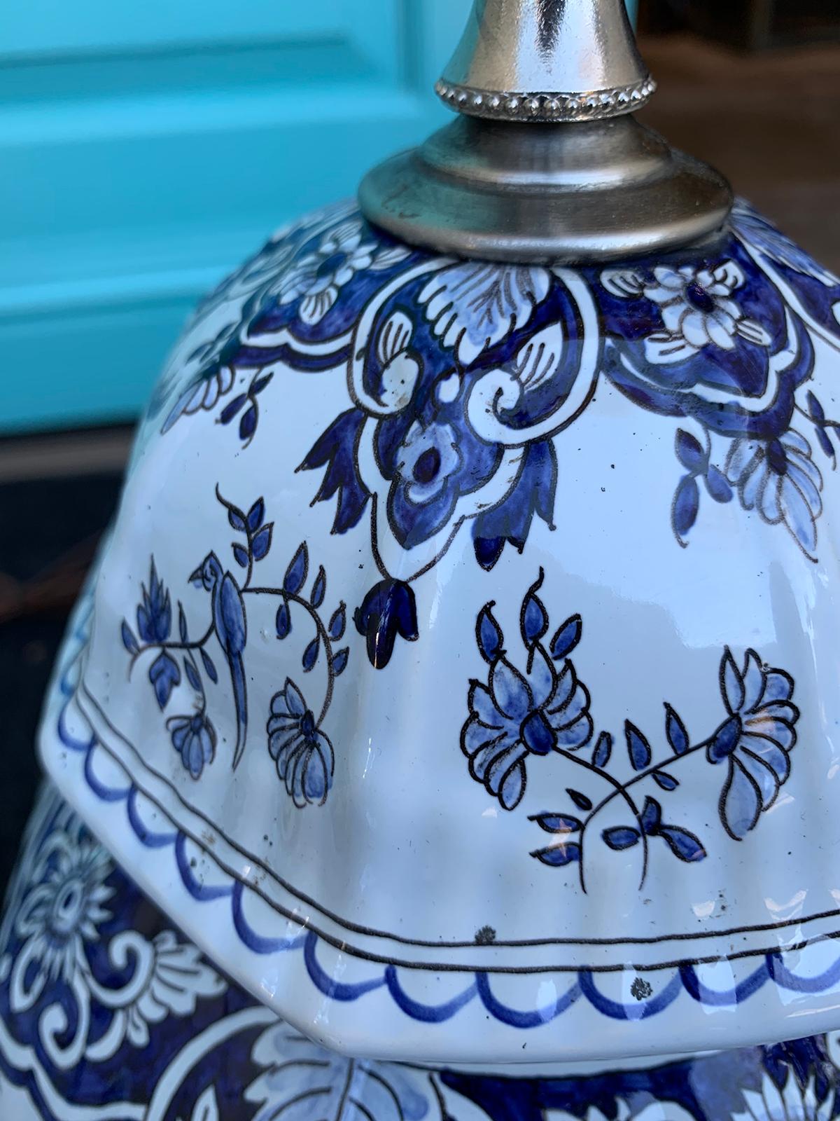 Pair of 19th Century Dutch Delft Blue and White Lamps 6