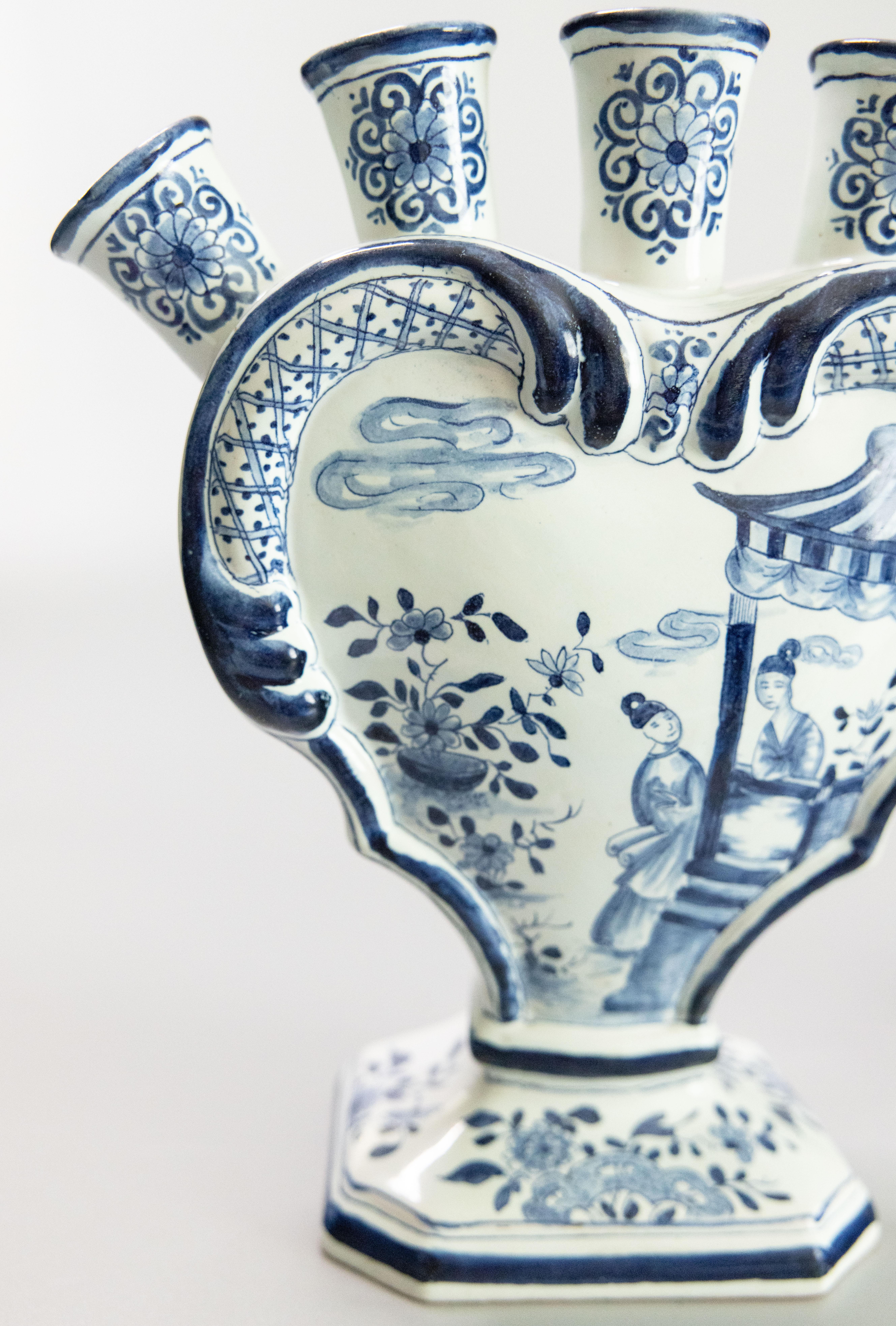 Pair of 19th Century Dutch Delft Faience Chinoiserie Tulip Vases Tulipieres For Sale 10