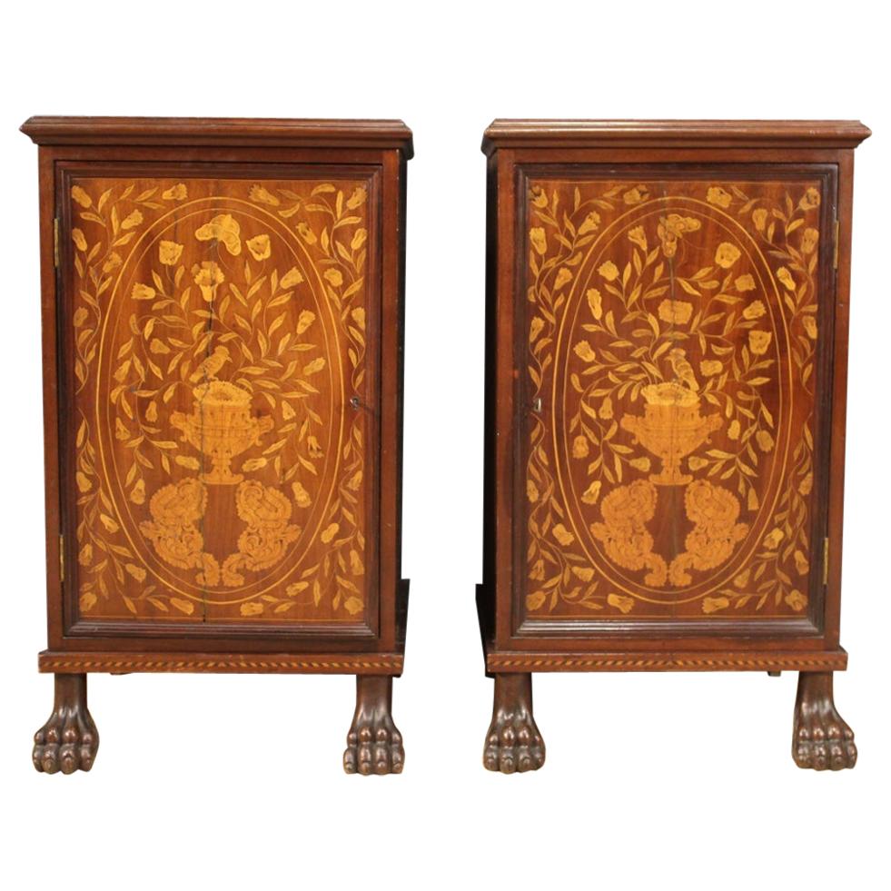 Pair of 19th Century Dutch Inlaid Nightstands For Sale