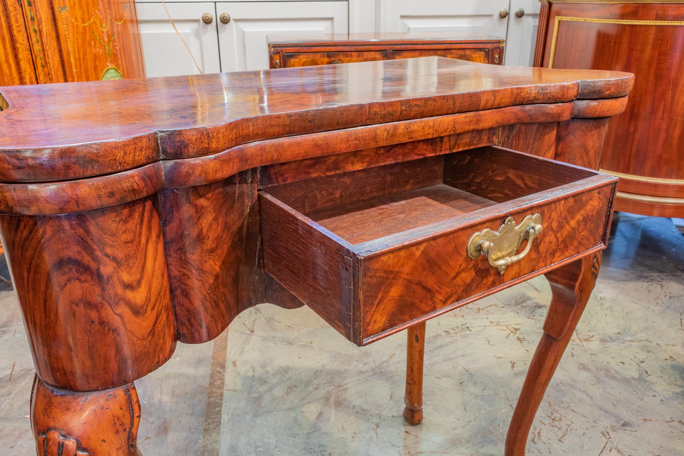 Pair of 19th Century Dutch Queen Anne Walnut Game Tables In Good Condition In Dallas, TX