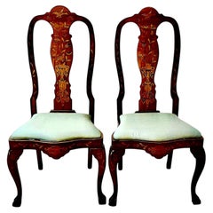Paire de chaises d'appoint en marqueterie de style hollandais du XIXe siècle
