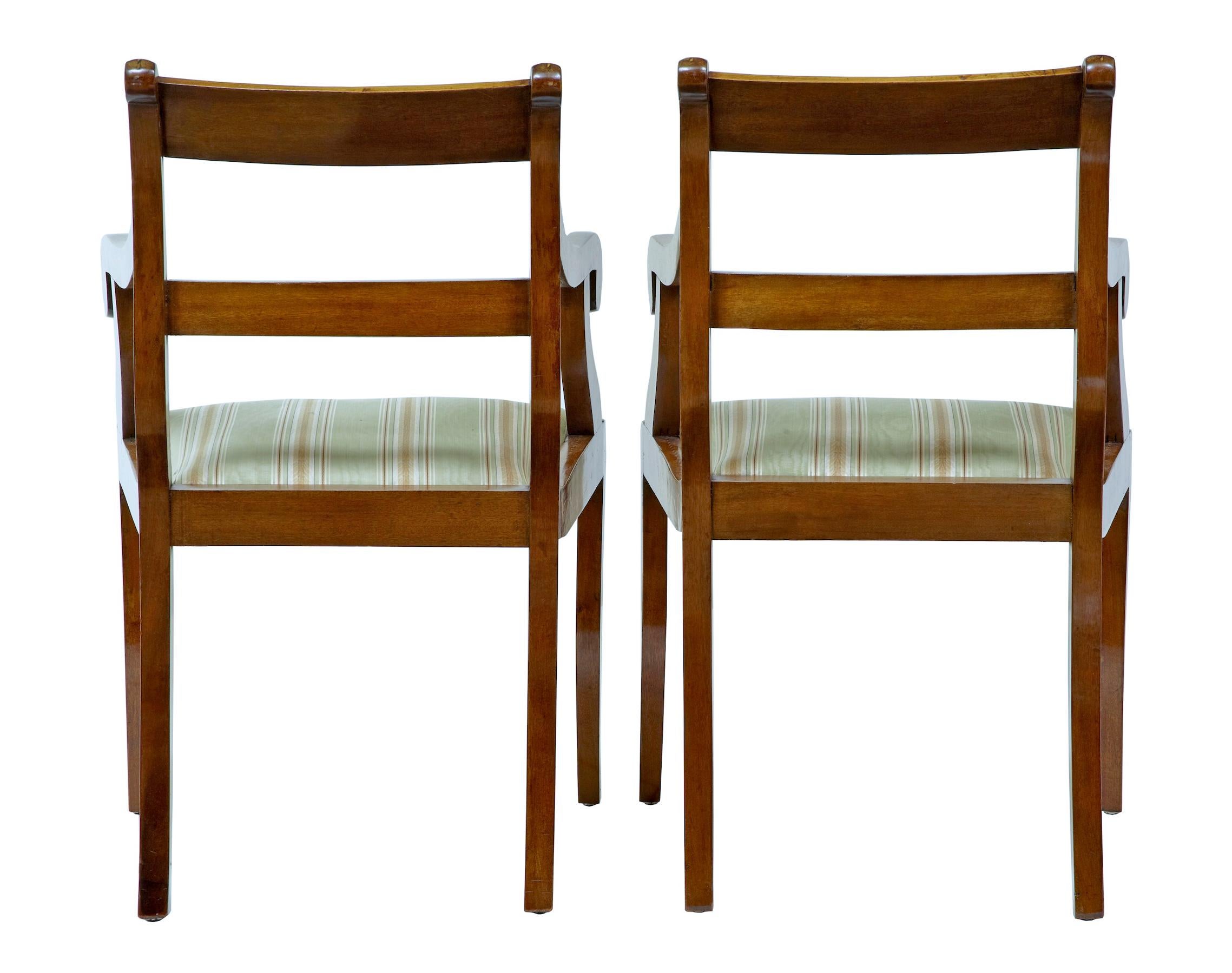 Dutch Colonial Pair of 19th Century Dutch Walnut Marquetry Armchairs