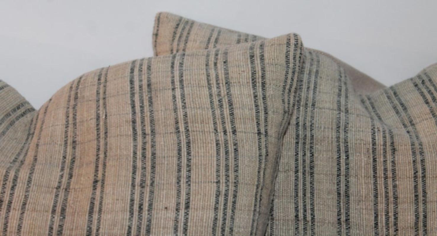 American Pair of 19th Century Early Linen Pillows For Sale