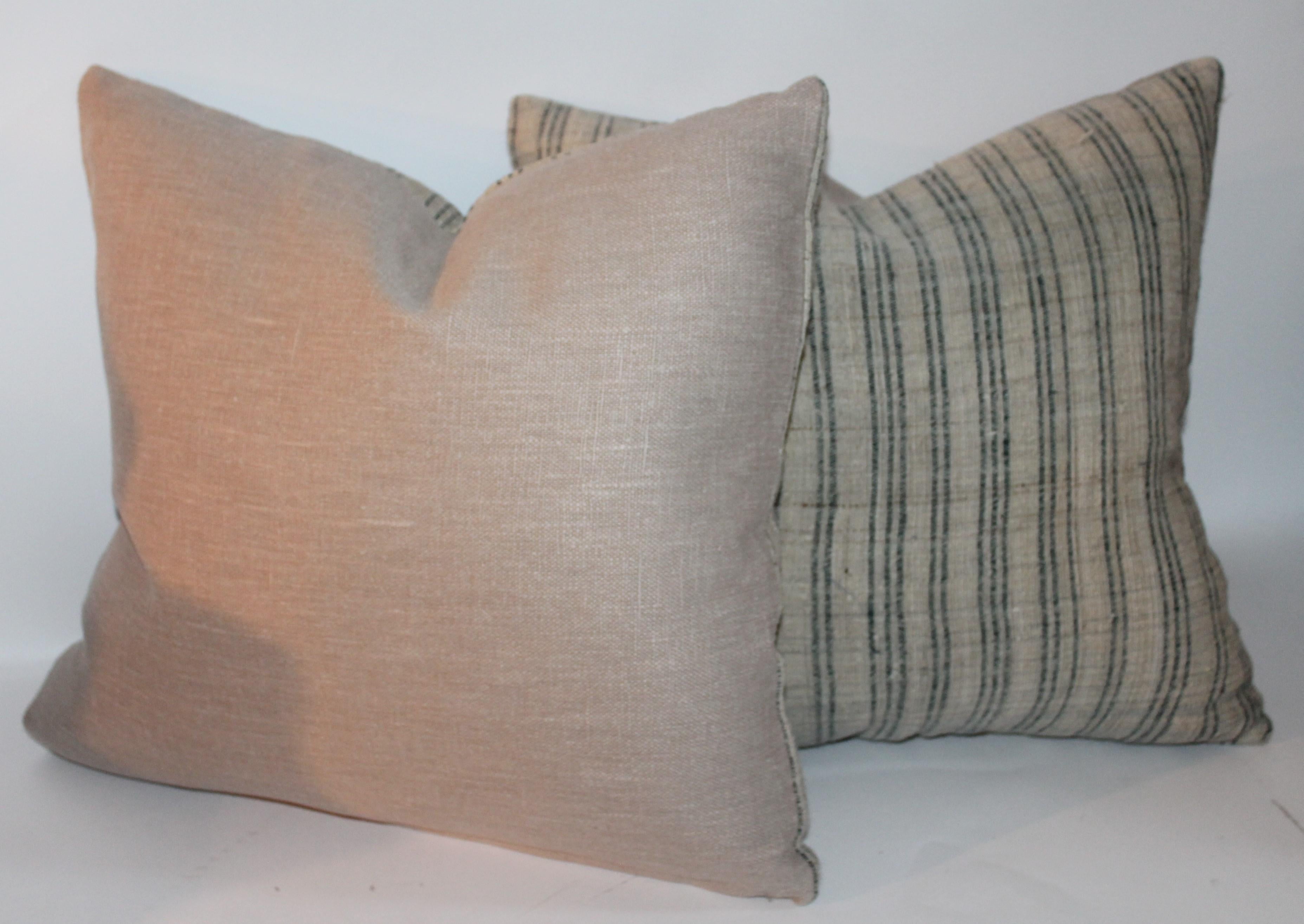 Pair of 19th Century Early Linen Pillows 1