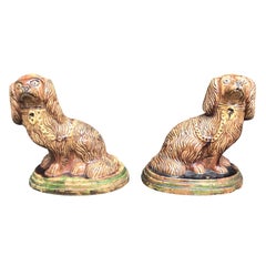 Antique Pair of 19th Century Earthenware Spaniels