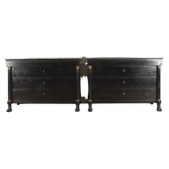 Pair of 19th Century Ebonised Italian Empire Commodes