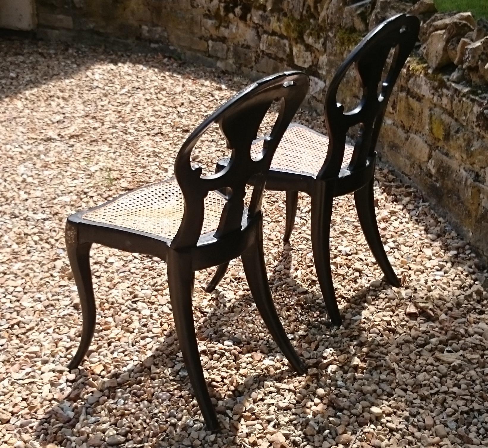 Beech Pair of 19th Century Ebonised Side Chairs For Sale