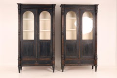 Pair of 19th Century Eclectic Hand-Painted Solid Pine Display Cabinets