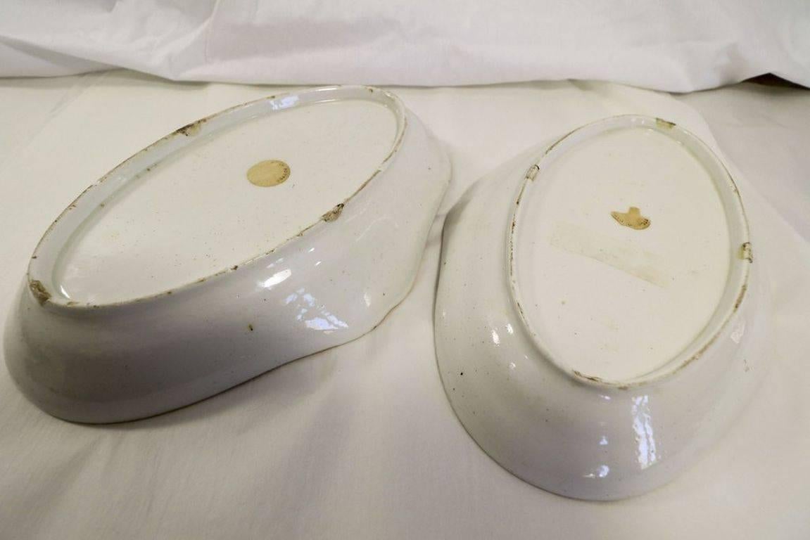 Exquisite matching pair of hand-applied gilt porcelain bonbon dishes monogrammed with the crowned letter 