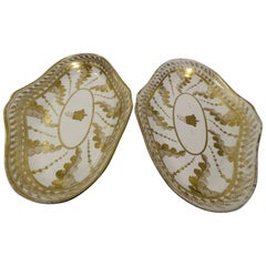 Antique Pair of 19th Century Edmé Samson et Cie Hand-Gilt Porcelain Bonbon Dishes