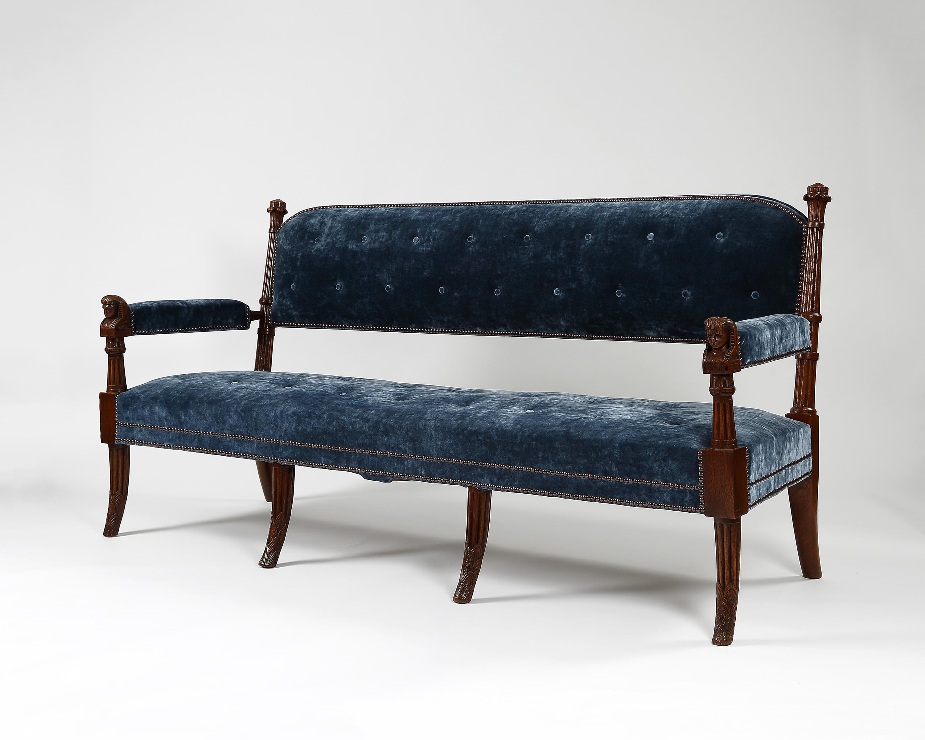 Egyptian Revival Pair of 19th Century Egyptian Style Settees For Sale
