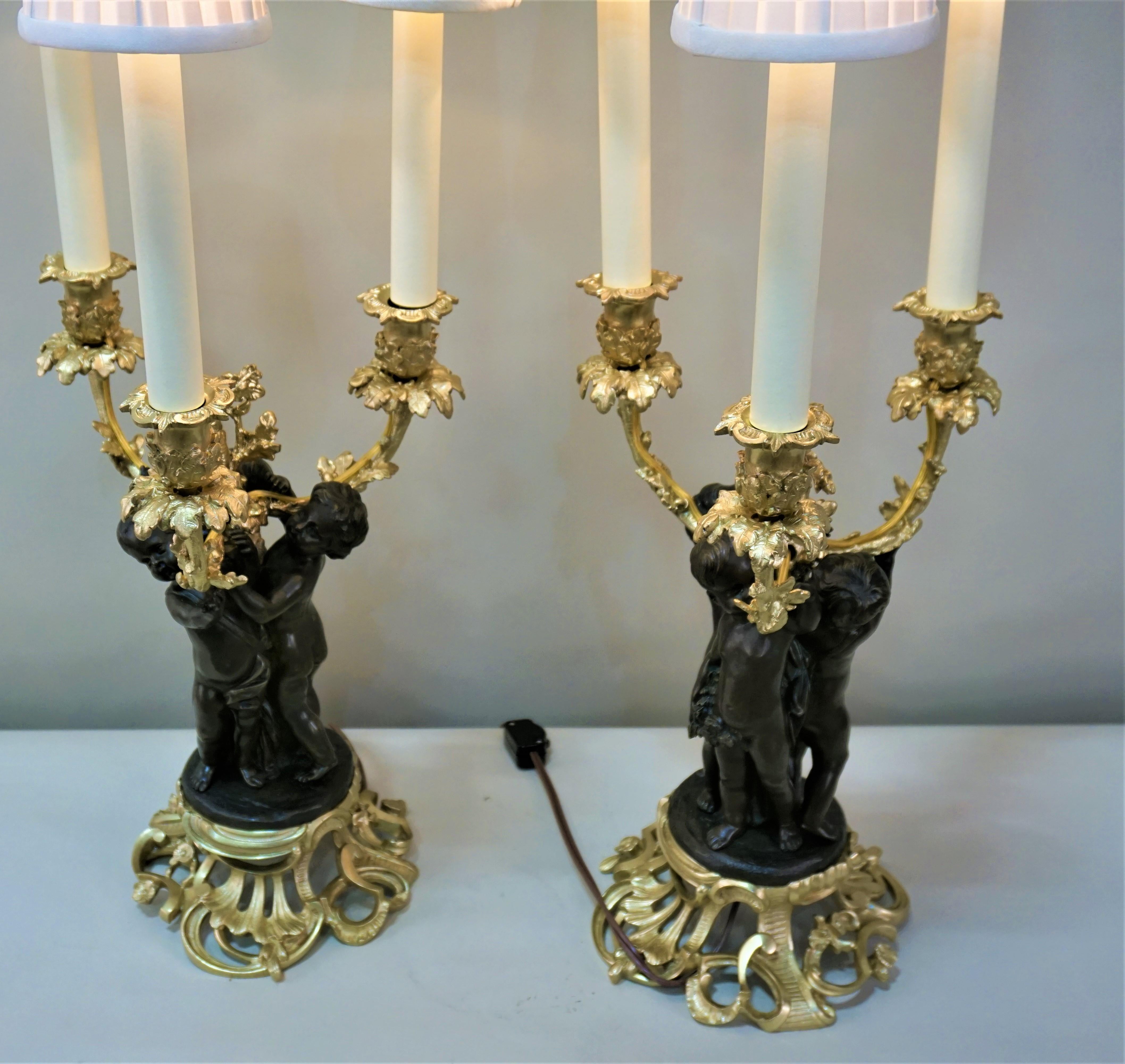 Pair of 19th Century Electrified Candelabras 5