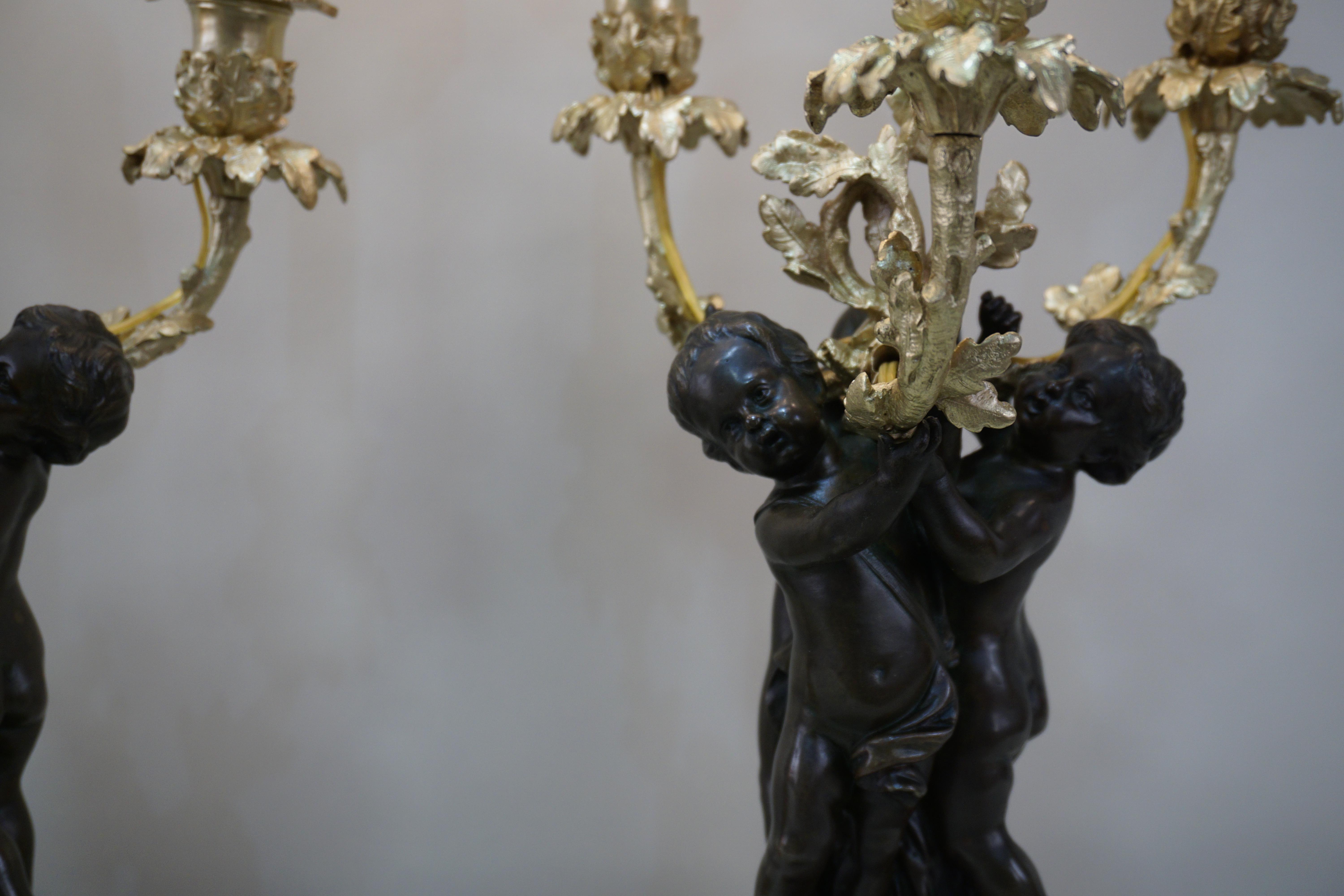 Pair of 19th Century Electrified Candelabras In Good Condition In Fairfax, VA
