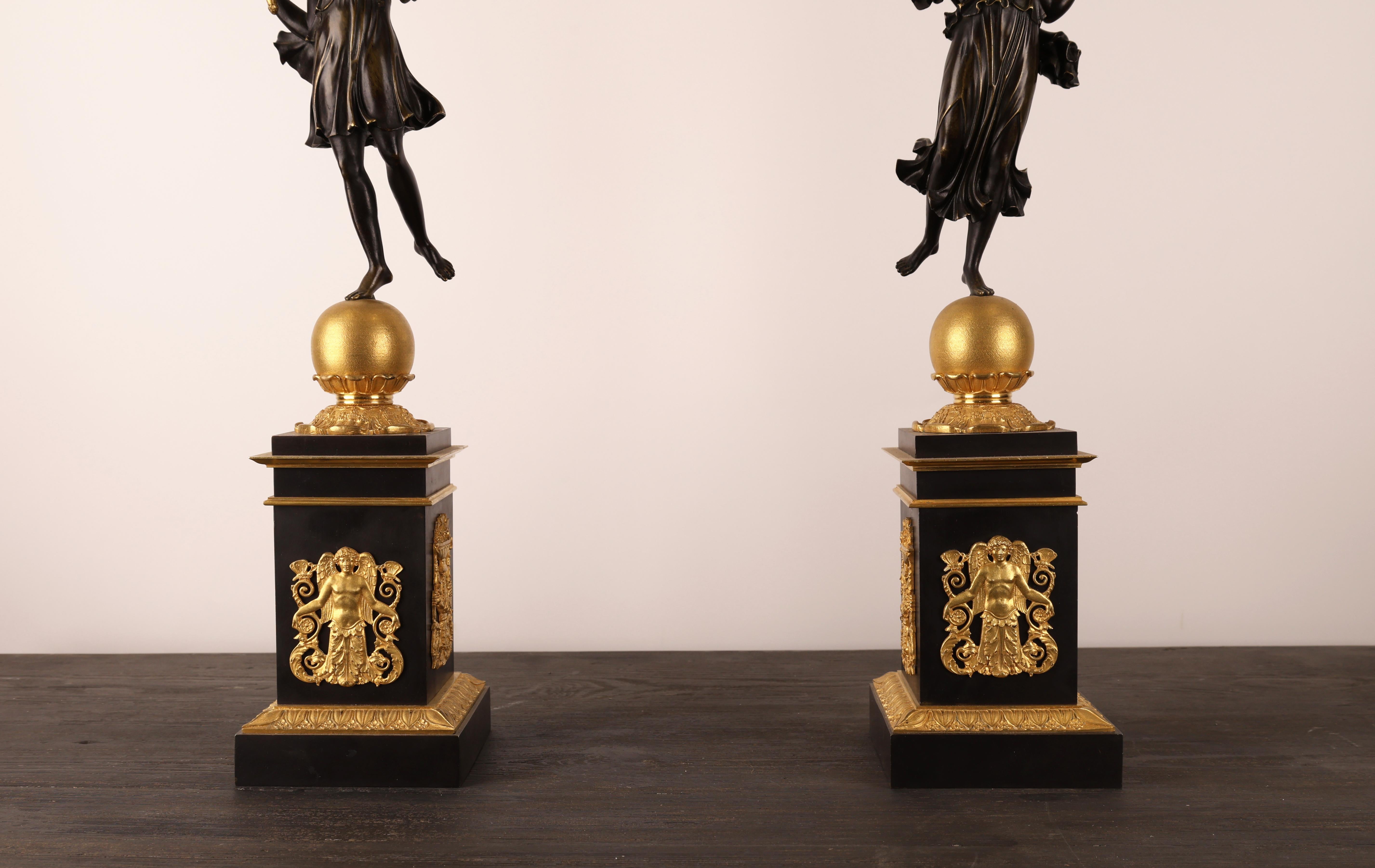 Francese Coppia di candelabri Impero del XIX secolo di Pierre Chibout in vendita