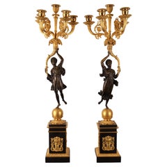 Coppia di candelabri Impero del XIX secolo di Pierre Chibout