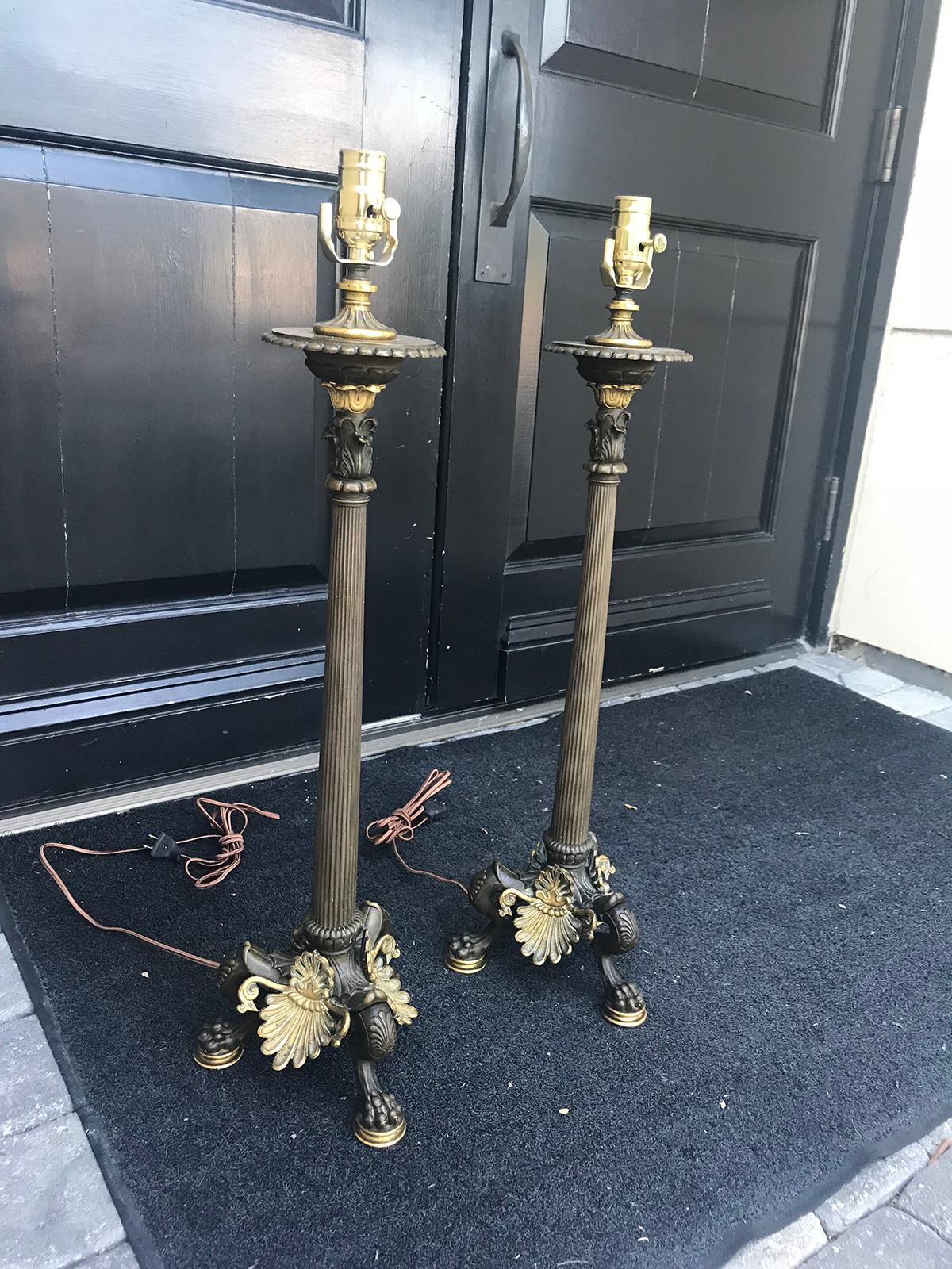 Pair of 19th Century Empire Candlesticks as Lamps 1