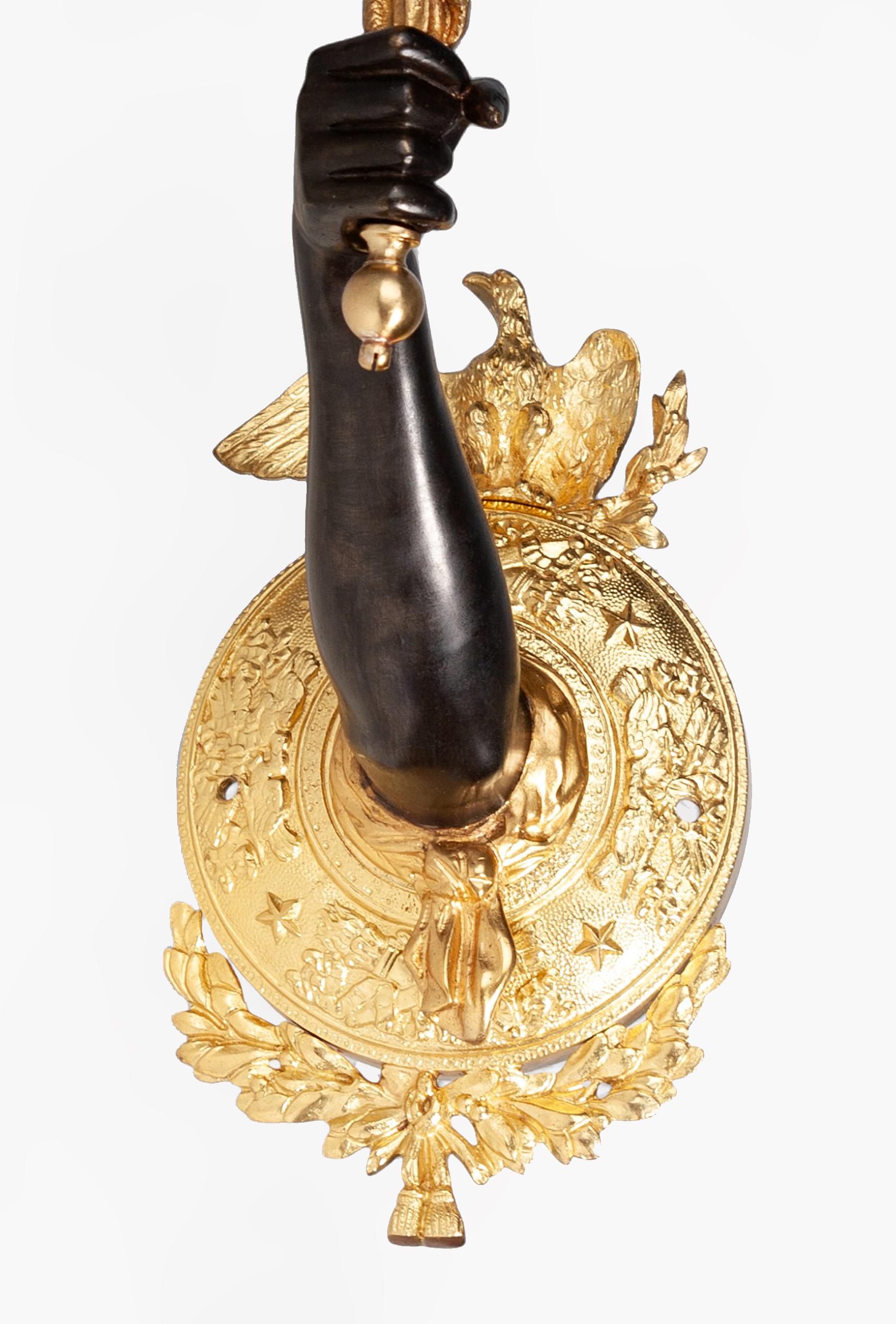 Pair of 19th Century Empire Gilt Bronze Ormolu Caduceus Wall Appliques, France In Good Condition For Sale In North Miami, FL