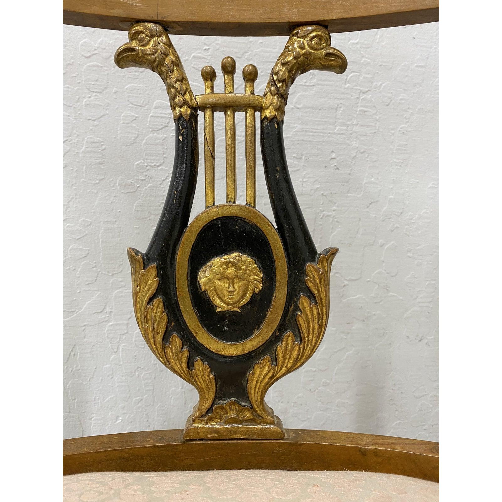 Pair of 19th Century Empire Lyre Back Dining Chairs For Sale 3