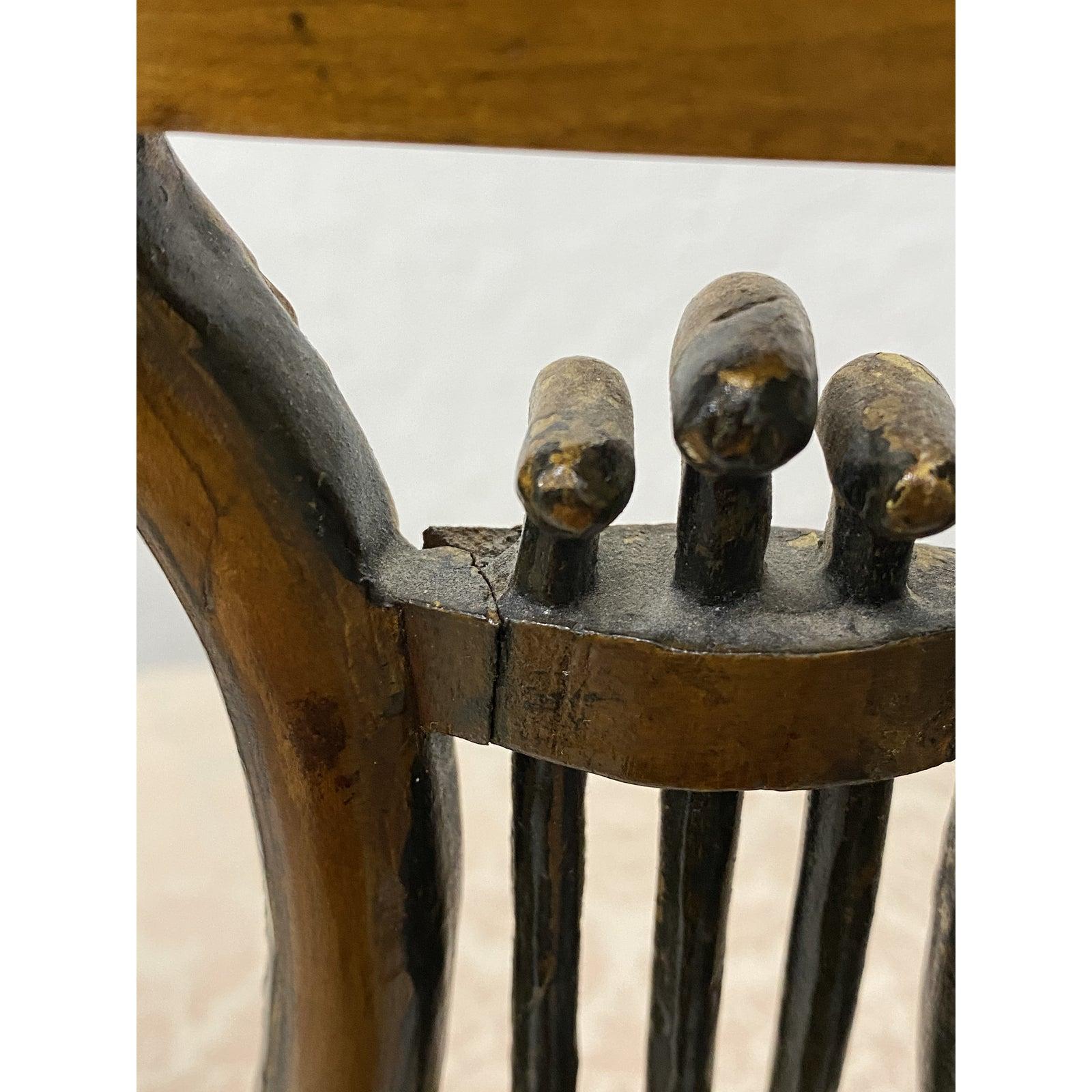 Pair of 19th Century Empire Lyre Back Dining Chairs For Sale 3