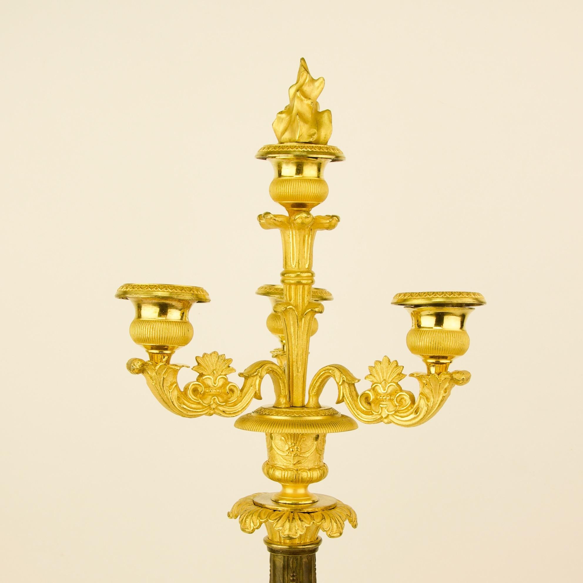 Pair of 19th Century Empire Ormolu and patinated Bronze Candelabra attr. Thomire For Sale 3