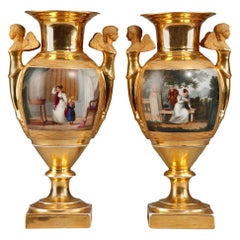 Pair of 19th Century Empire Porcelain Vases