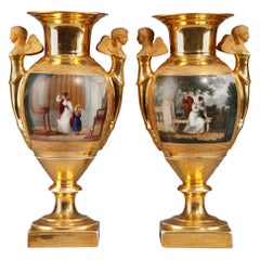 Pair of 19th Century Empire Porcelain Vases