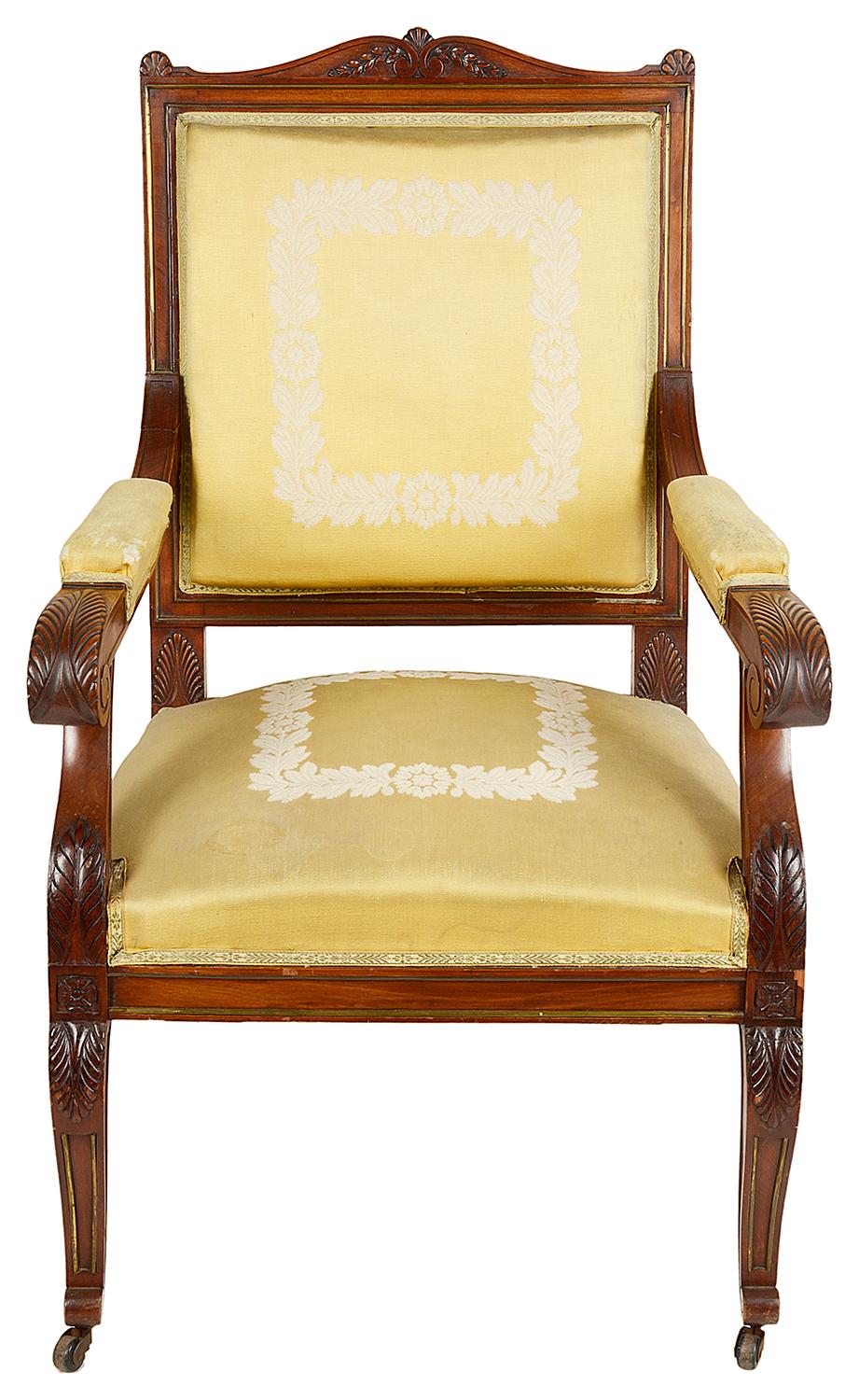 Empire Revival Pair of 19th Century Empire Style Armchairs For Sale