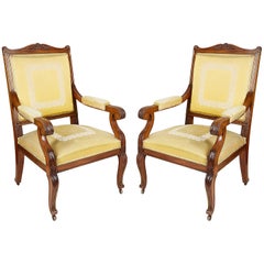 Pair of 19th Century Empire Style Armchairs