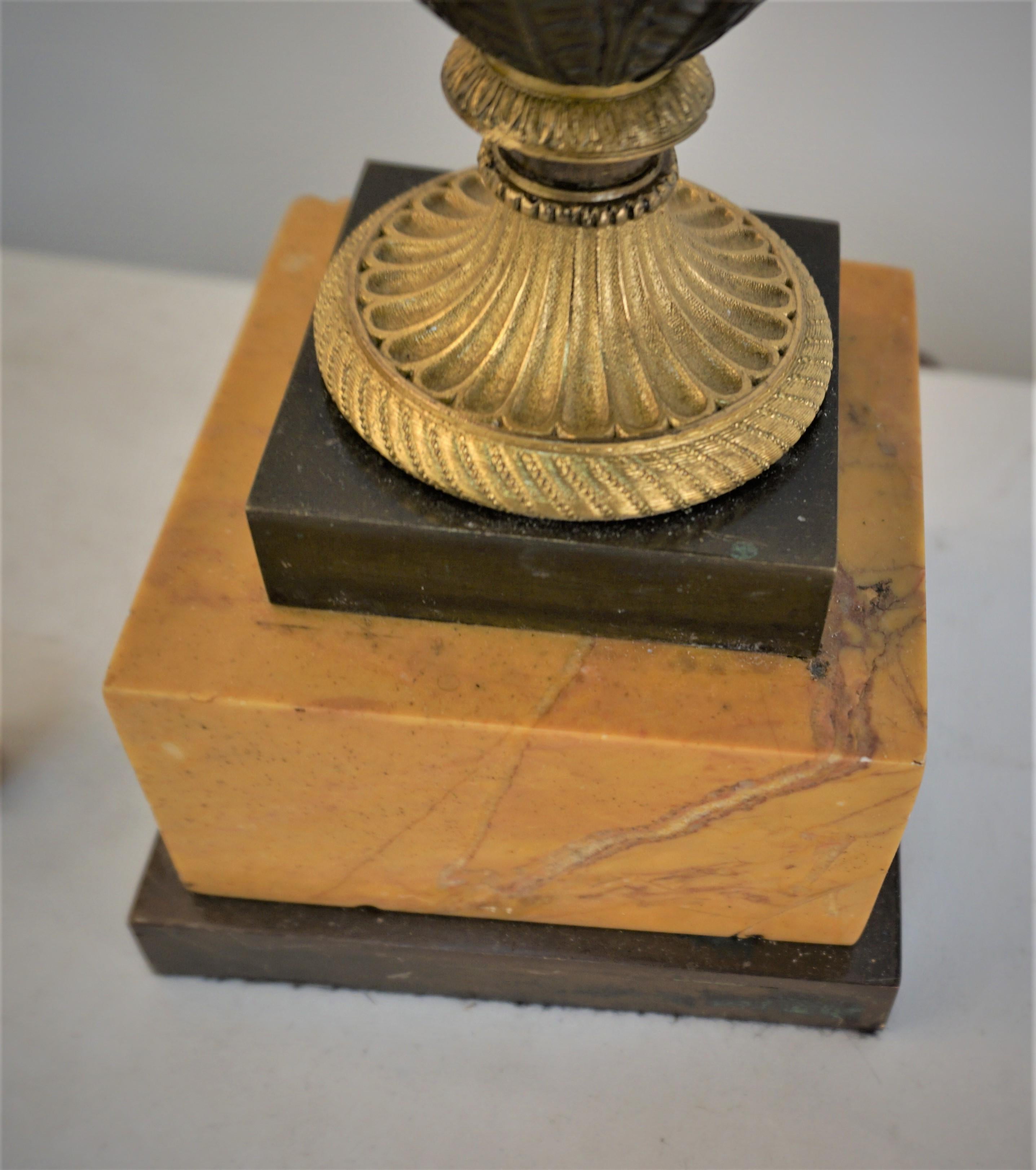 Paire de lampes de table en bronze de style Empire du 19e siècle Bon état - En vente à Fairfax, VA