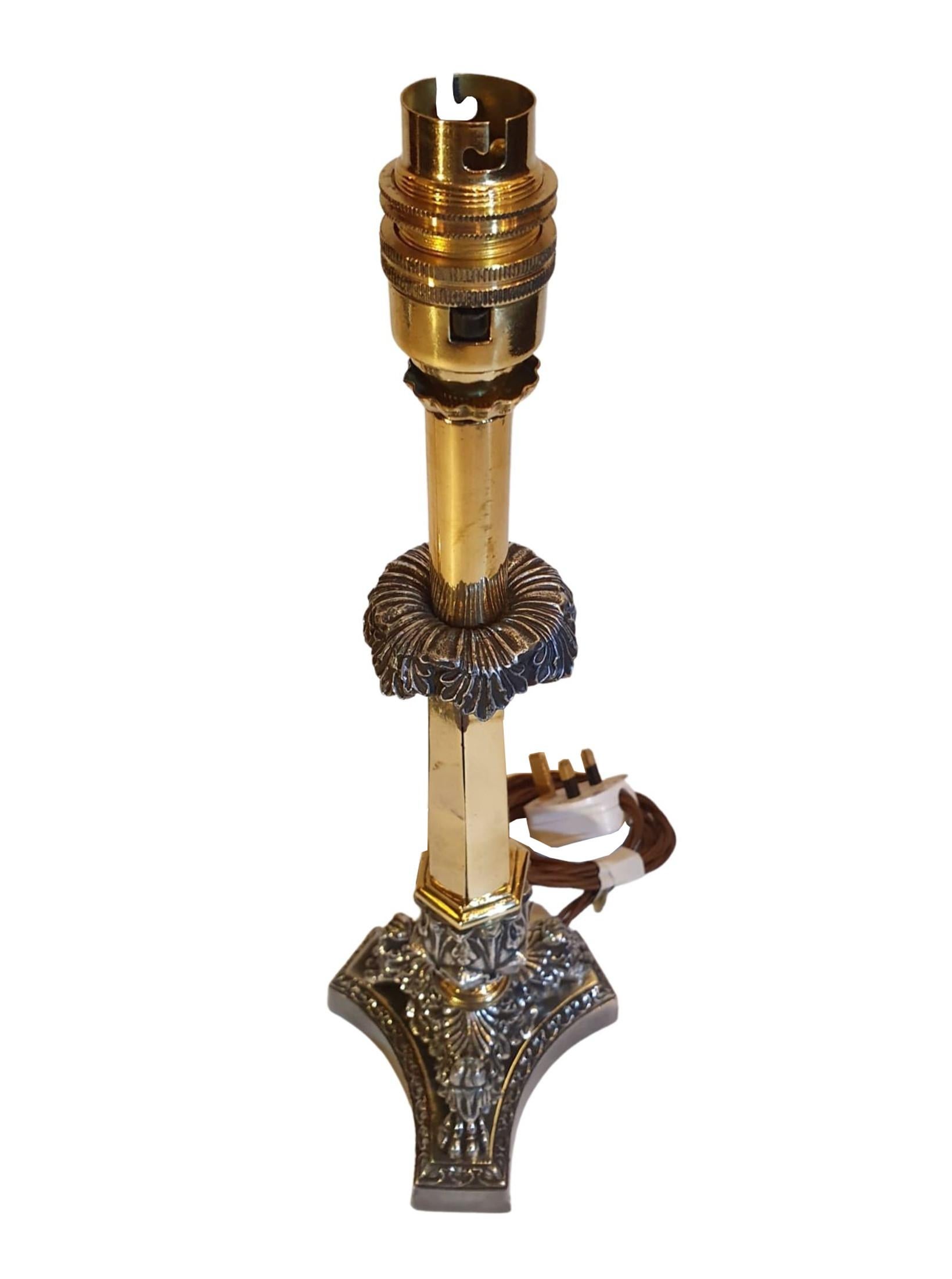 French Pair of 19th Century Empire Style Candlesticks Converted to Table Lamps For Sale