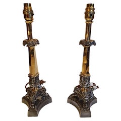 Pair of 19th Century Empire Style Candlesticks Converted to Table Lamps