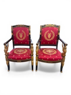 Pair of 19th century Empire Style Chairs with Sphinxes