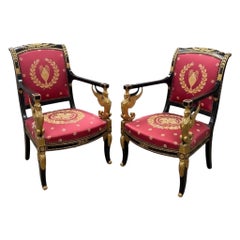 Pair of 19th century Empire Style Chairs with Sphinxes