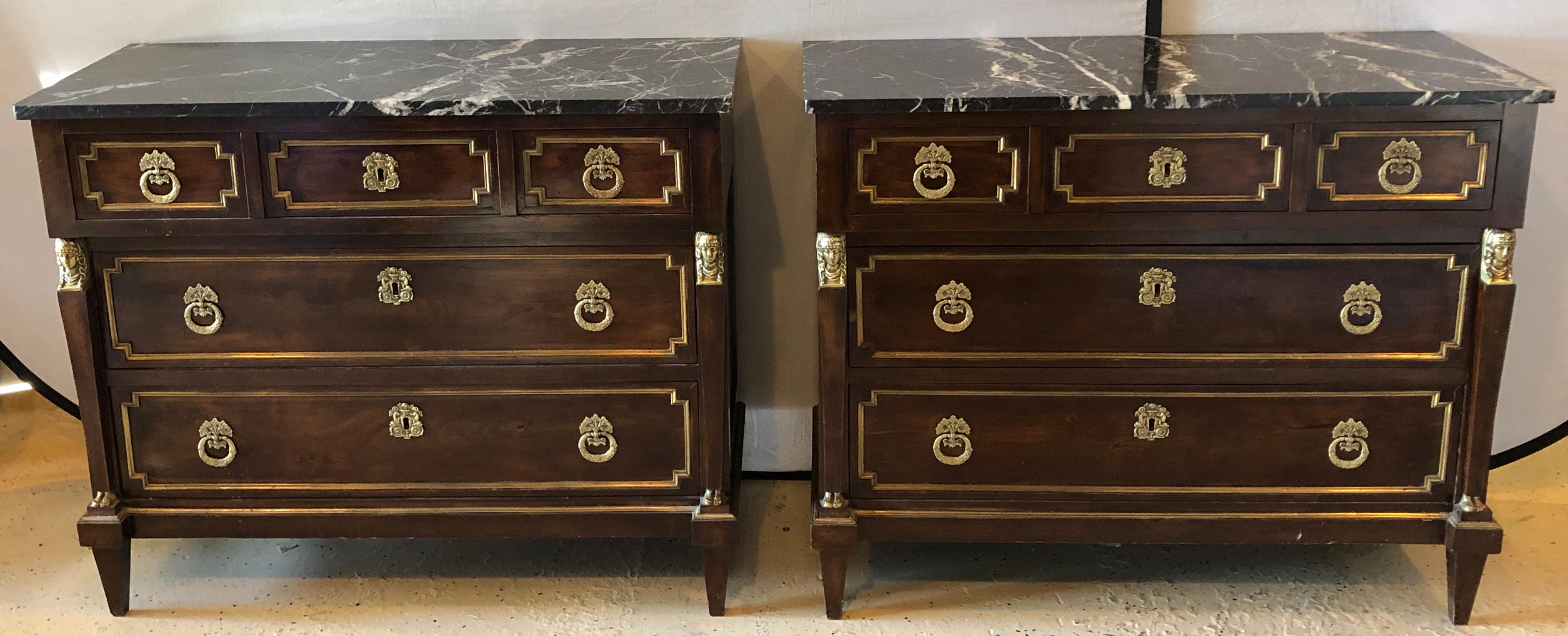 Pair of 19th Century Empire Style Commodes or Nightstands In Good Condition In Stamford, CT