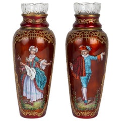 Pair of 19th Century Enamel Vases 