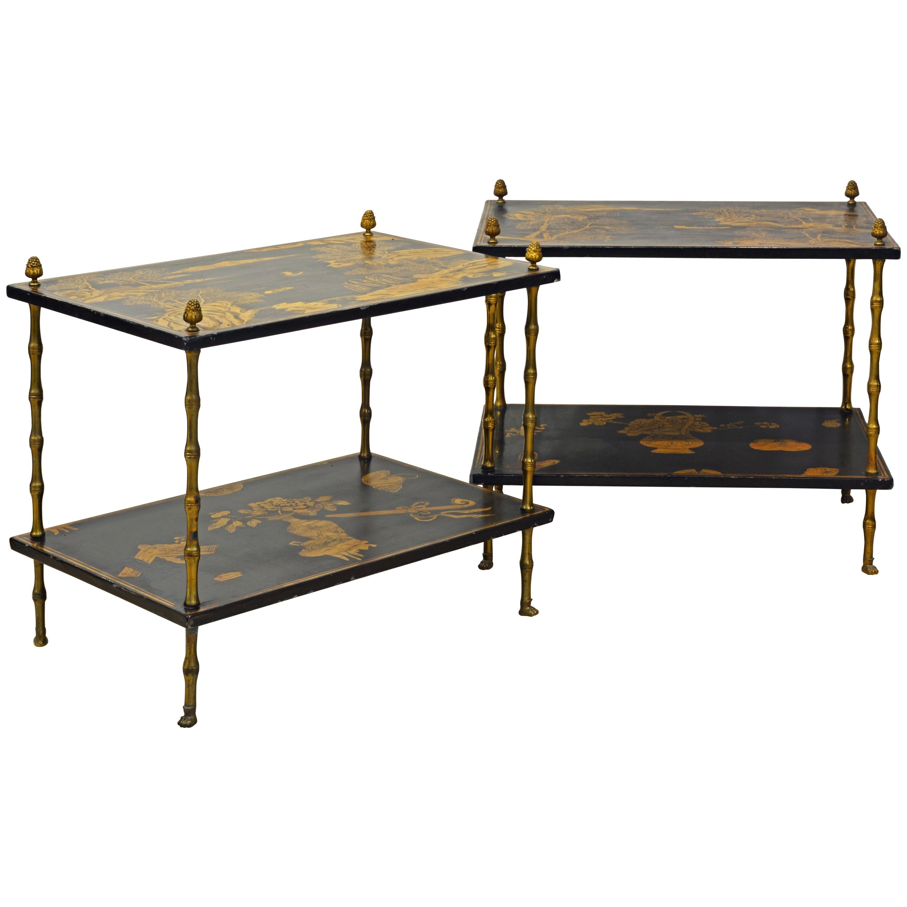 Pair of 19th Century English Aesthetic Movement Chinoiserie Two Tier Side Tables
