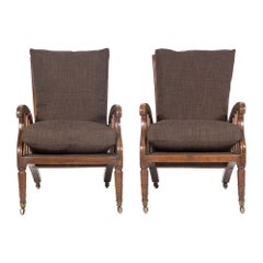 Pair of 19th Century English Beech Armchairs