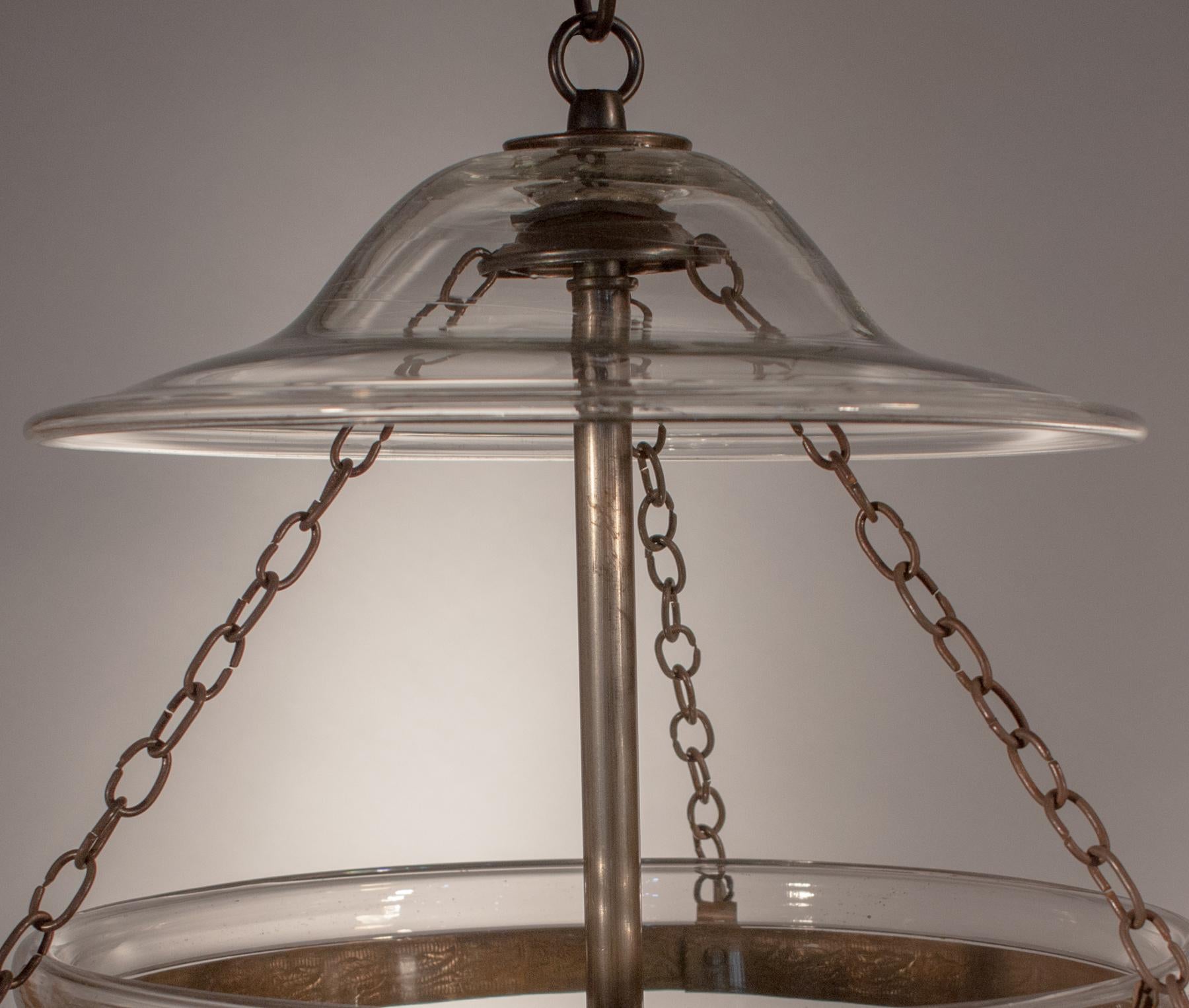 Pair of 19th Century English Bell Jar Lanterns with Diamond Etching 1