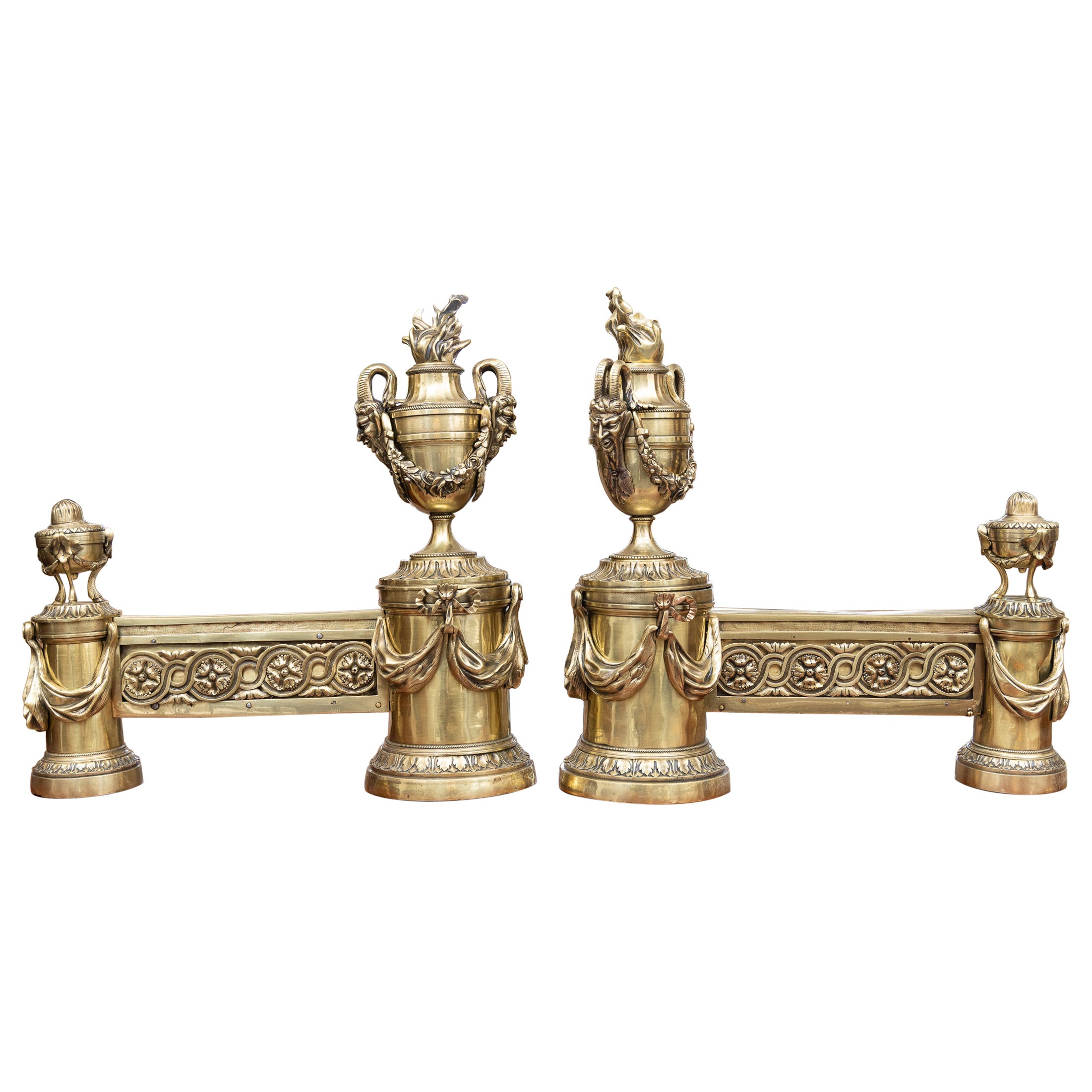 Pair of 19th Century English Brass Andirons