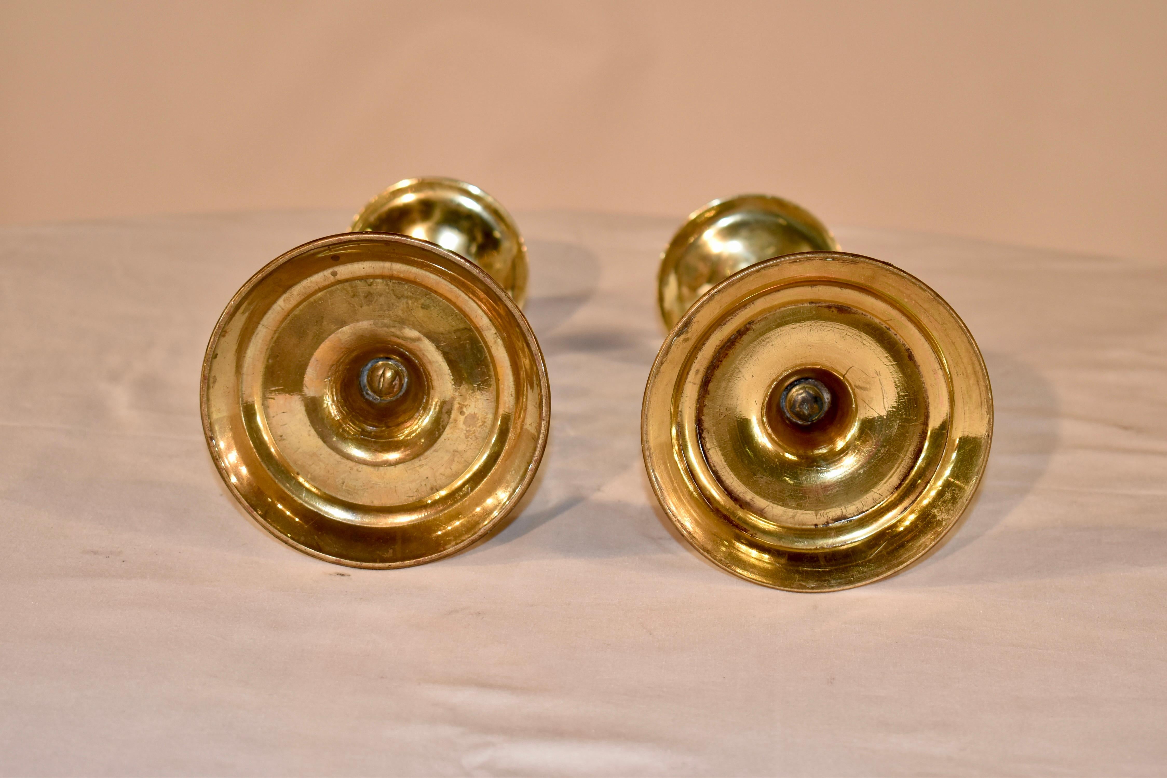 Pair of 19th Century English Brass Candlesticks 1