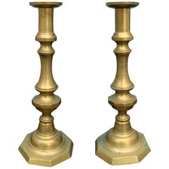 Pair of 19th Century English Brass Candlesticks