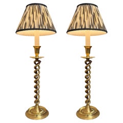 Coppia di lampade a candelabro a doppia elica in ottone del XIX secolo