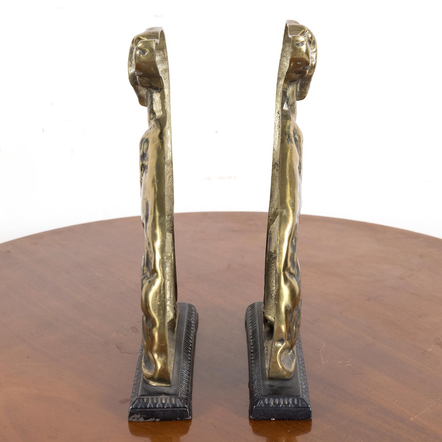 Pair of 19th Century English Brass Hunting Dog Doorstops or Bookends For Sale 7