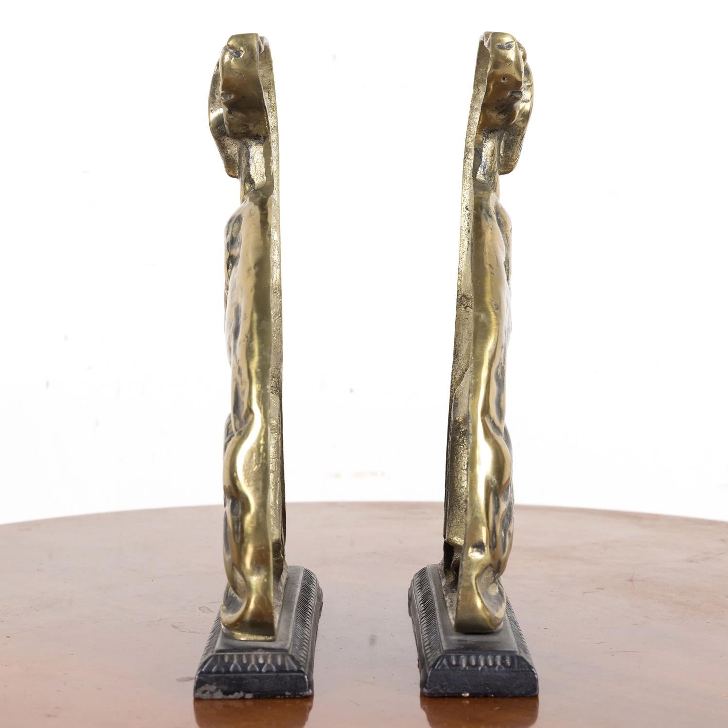 Pair of 19th Century English Brass Hunting Dog Doorstops or Bookends For Sale 8