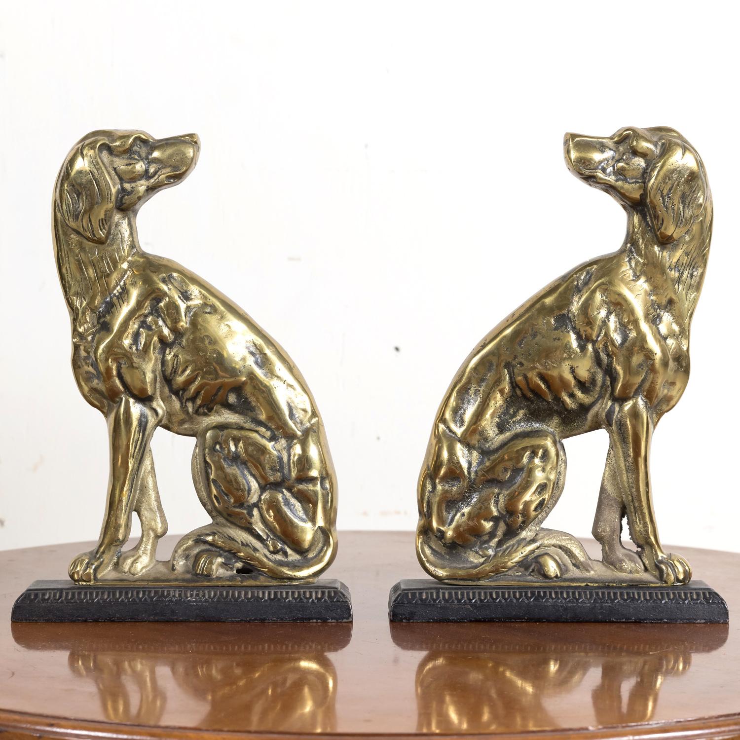Pair of 19th Century English Brass Hunting Dog Doorstops or Bookends For Sale 9