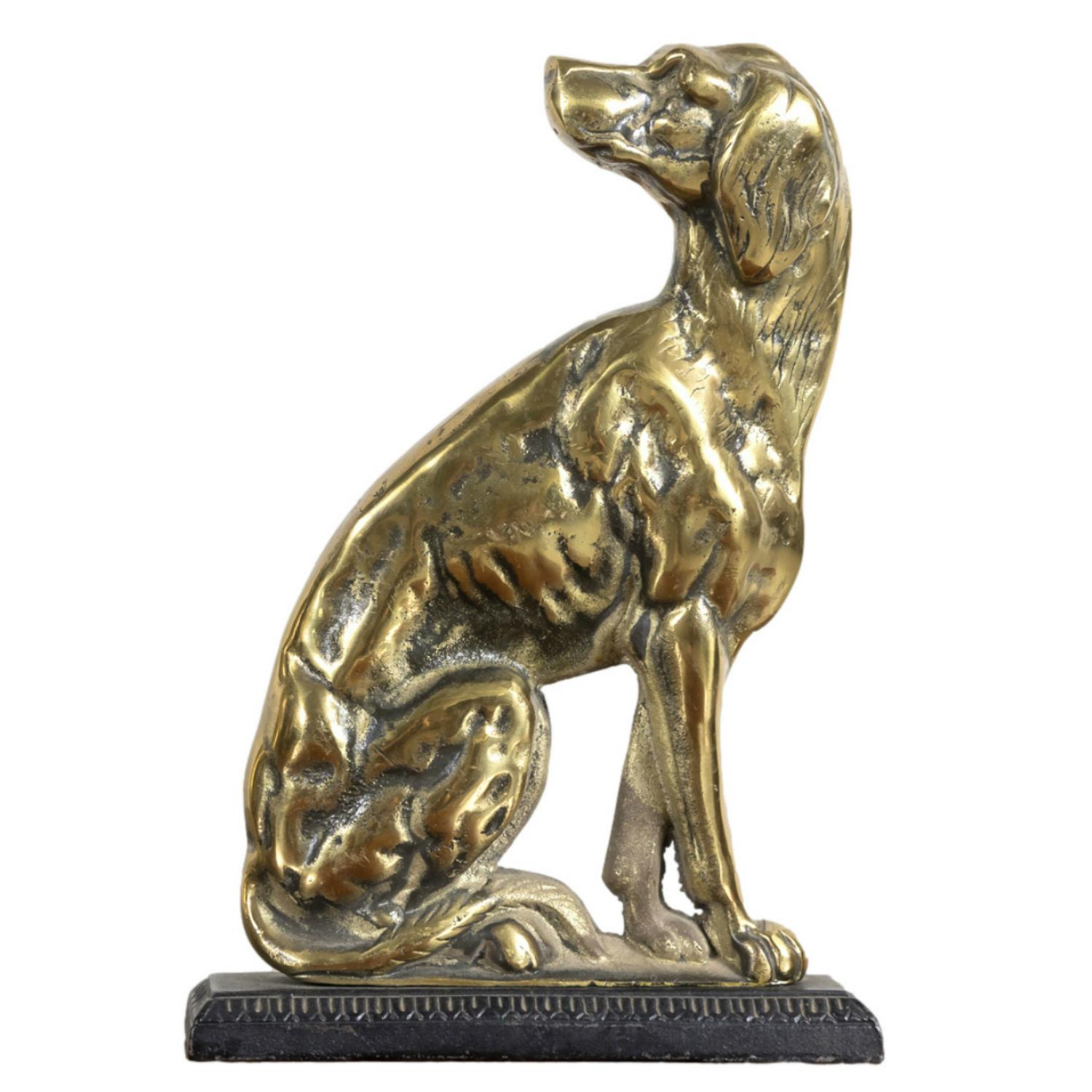 brass dog bookends