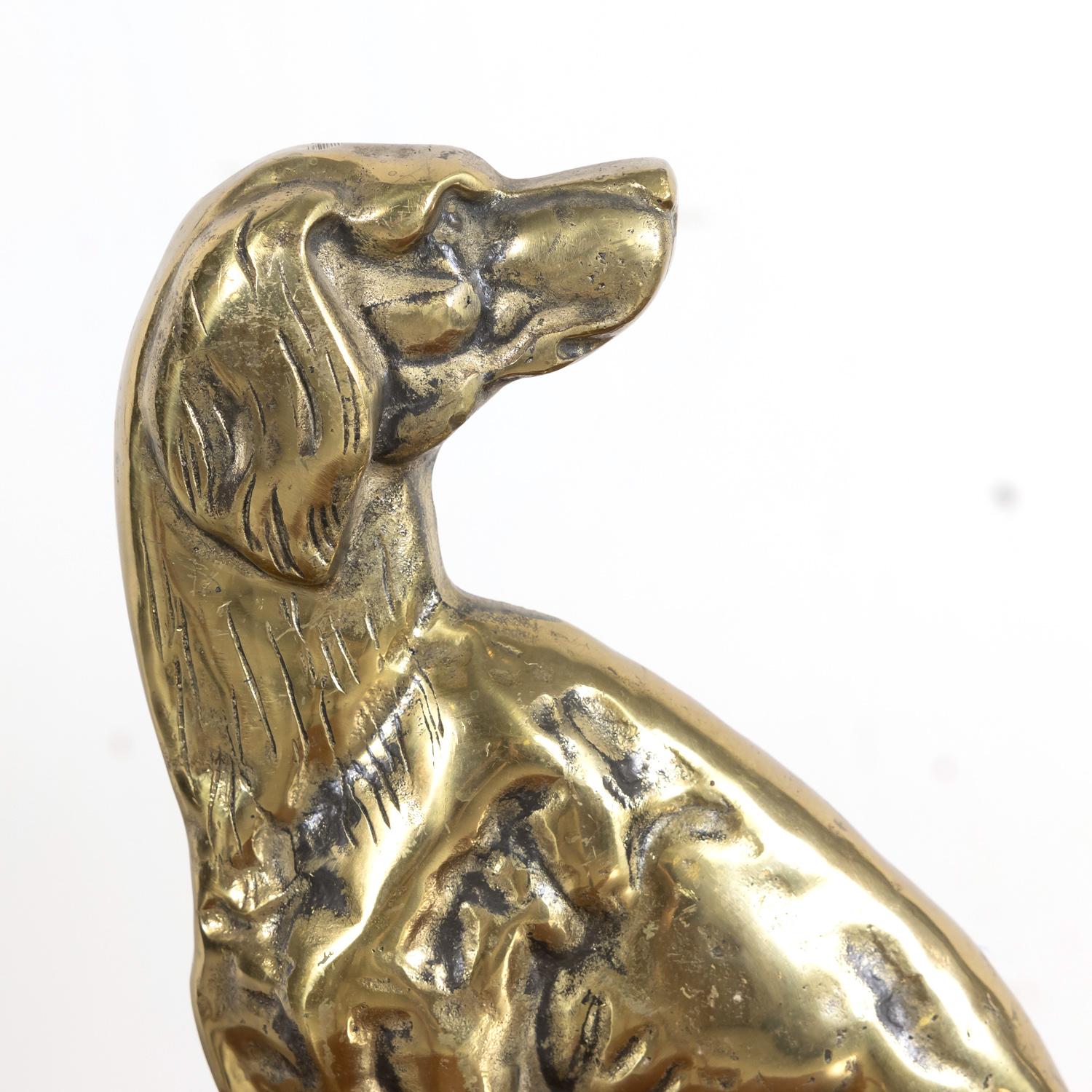 Pair of 19th Century English Brass Hunting Dog Doorstops or Bookends In Good Condition For Sale In Birmingham, AL