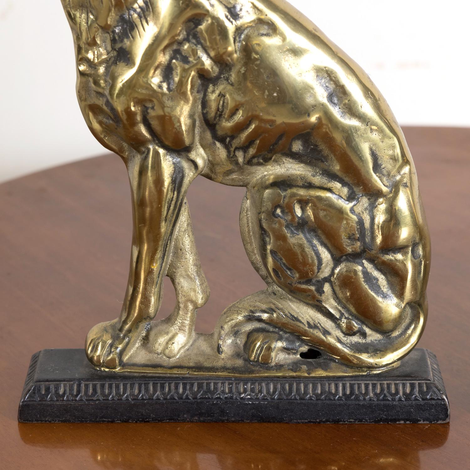 Late 19th Century Pair of 19th Century English Brass Hunting Dog Doorstops or Bookends For Sale