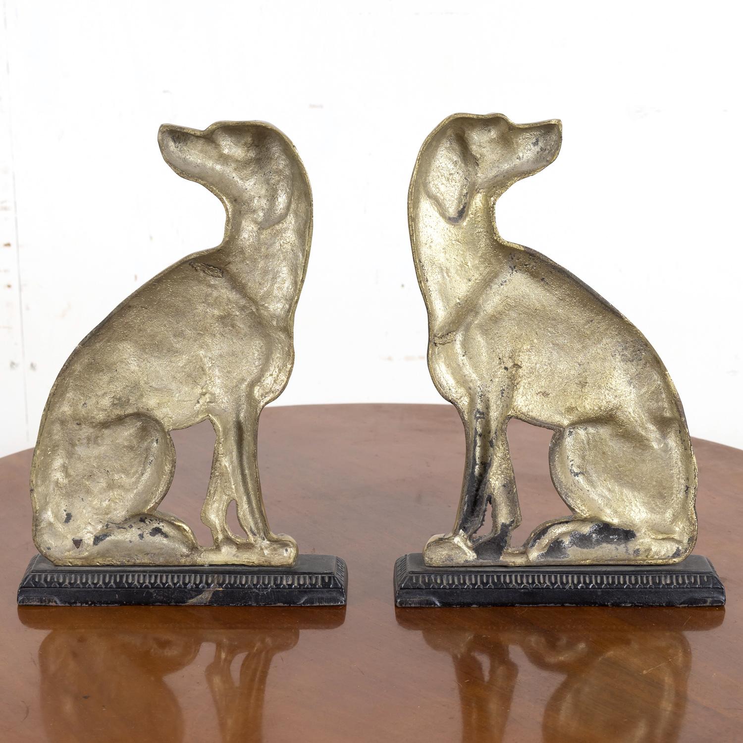 Pair of 19th Century English Brass Hunting Dog Doorstops or Bookends For Sale 2