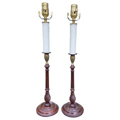 Pair of 19th Century English Candlestick Lamps